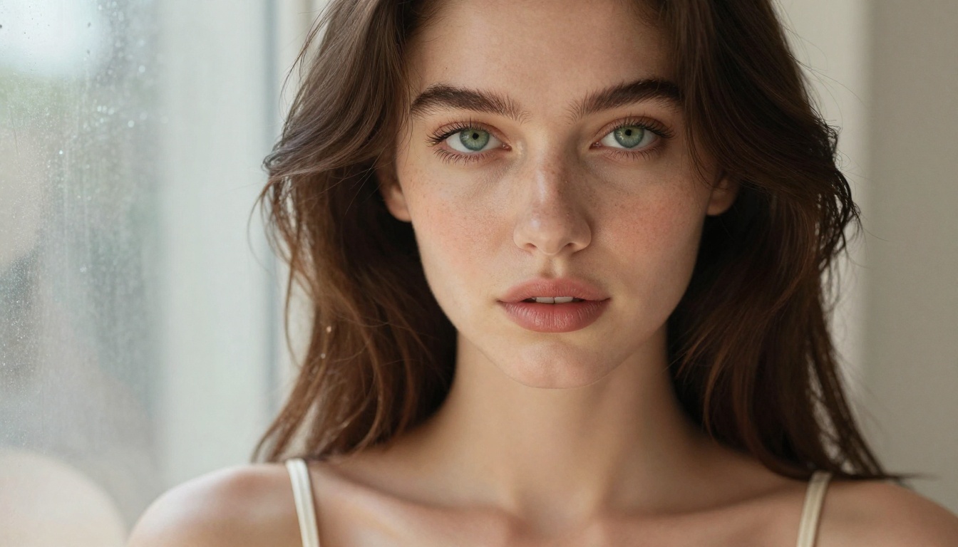 Close-up portrait with natural morning light photorealism