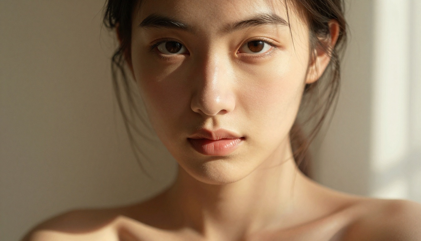 Extreme close-up portrait of a woman's face, Rembrandt window lighting, hyper-realistic skin texture and micro-detail Extreme close-up portrait of a woman's face, Rembrandt window lighting, hyper-realistic skin texture and micro-detail