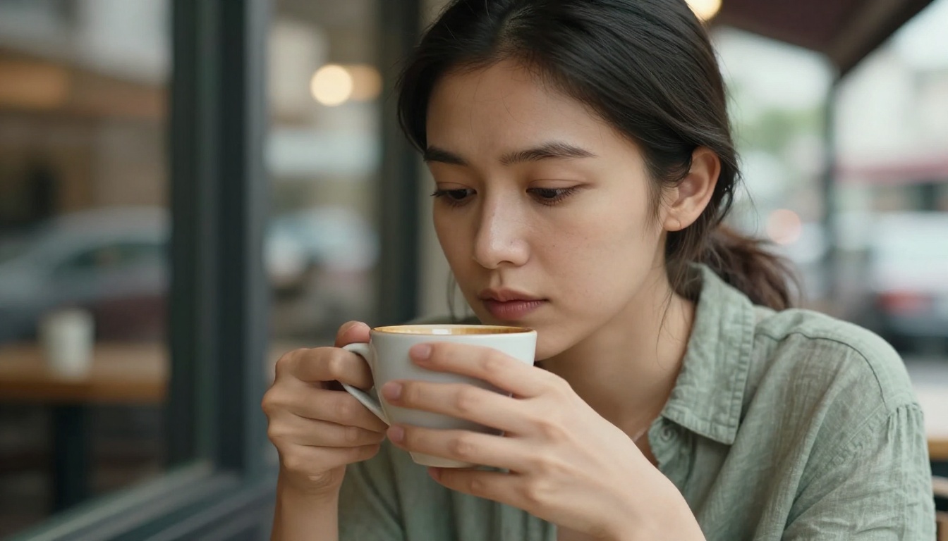 Close-up portrait of woman thoughtfully considering a choice