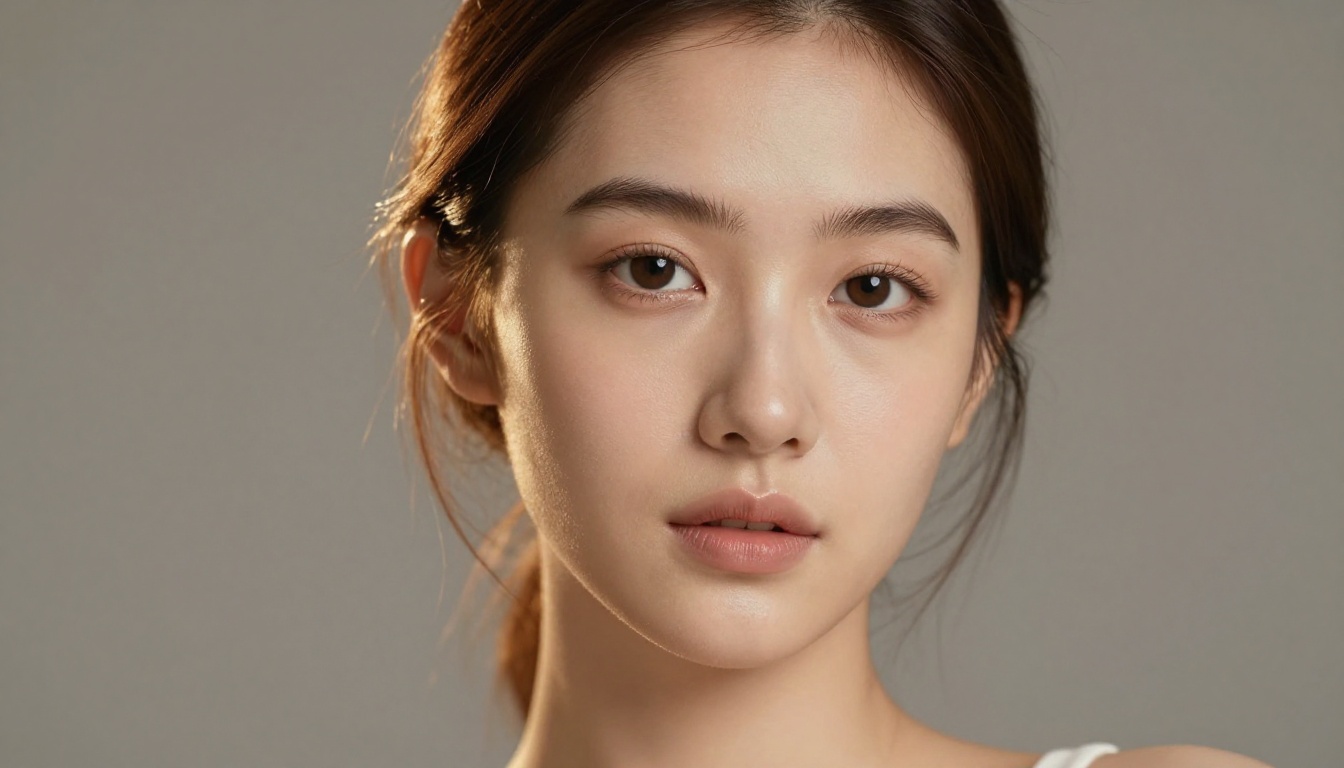 Close-up photorealistic portrait showing natural skin texture and professional light quality