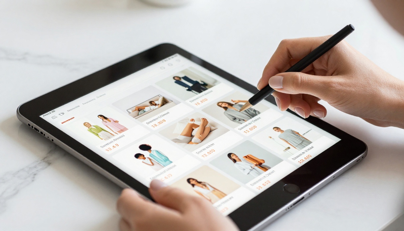 Digital product catalog being browsed on a tablet
