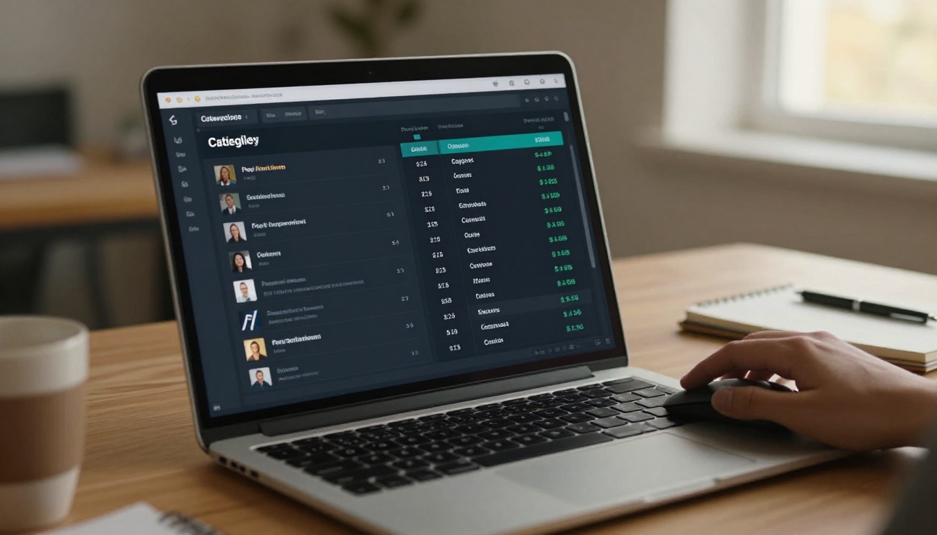 Analytics dashboard on a laptop showing catalog view counts and page performance data