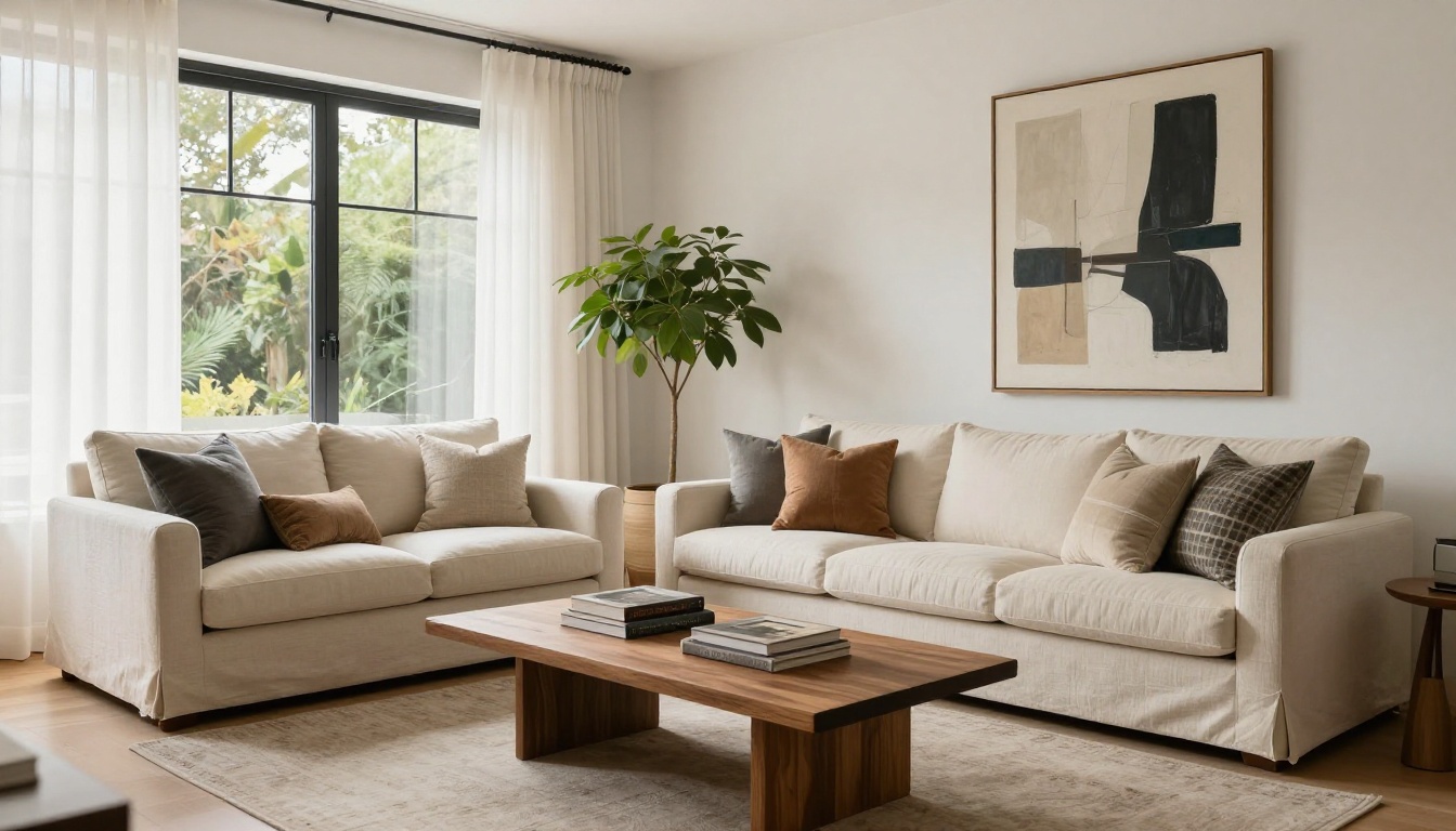 Beautifully staged contemporary living room for real estate listing