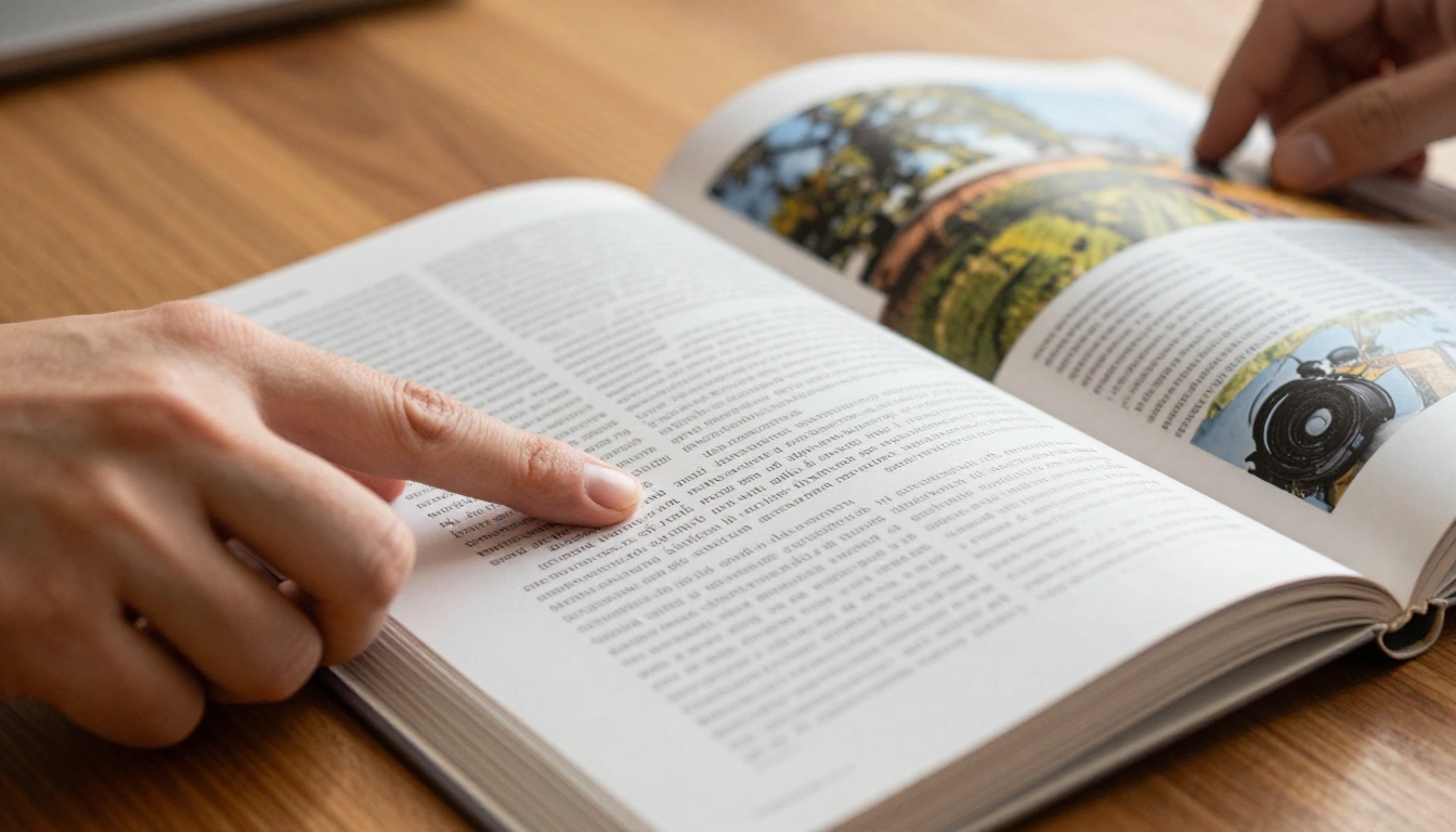 Hands carefully turning the page of a high-quality printed editorial publication