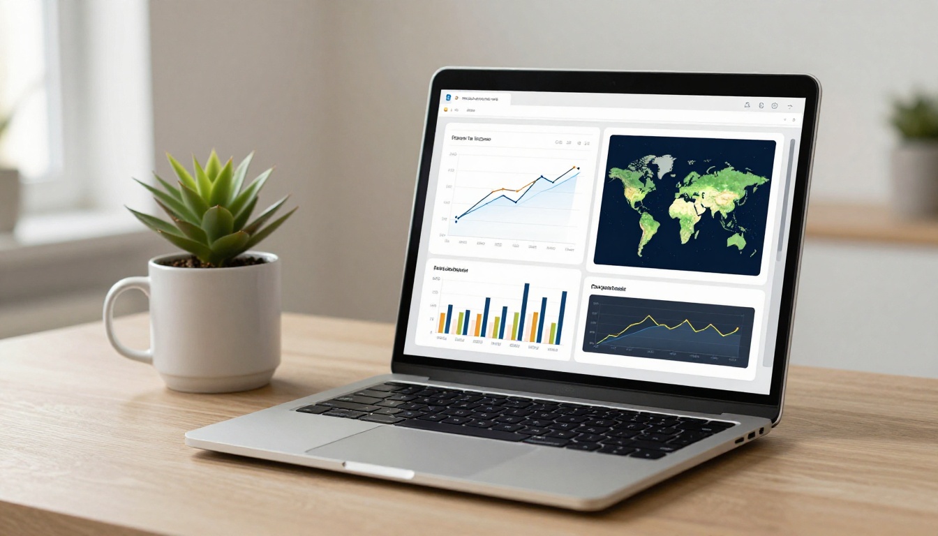 Analytics dashboard showing digital magazine engagement metrics on a MacBook