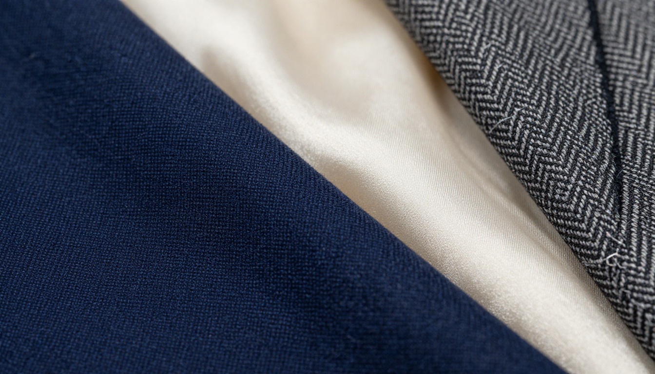 Fabric texture close-up showing wool and silk details