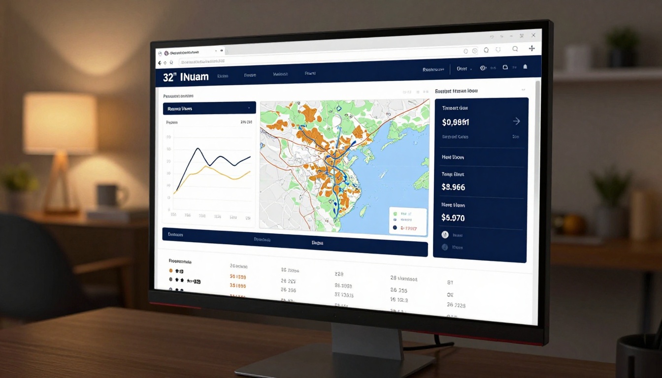 Analytics dashboard on a monitor showing resume flipbook views, geographic heat map, and time-on-page metrics Analytics dashboard on a monitor showing resume flipbook views, geographic heat map, and time-on-page metrics
