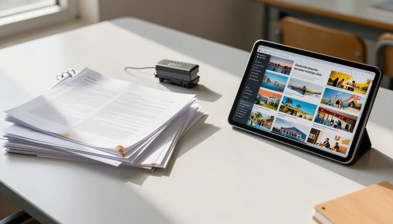 PDF stack vs tablet showing a digital flipbook