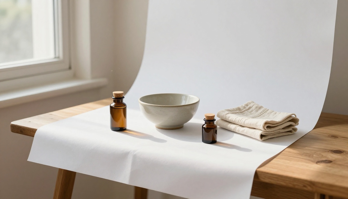 DIY product photography setup with natural window light