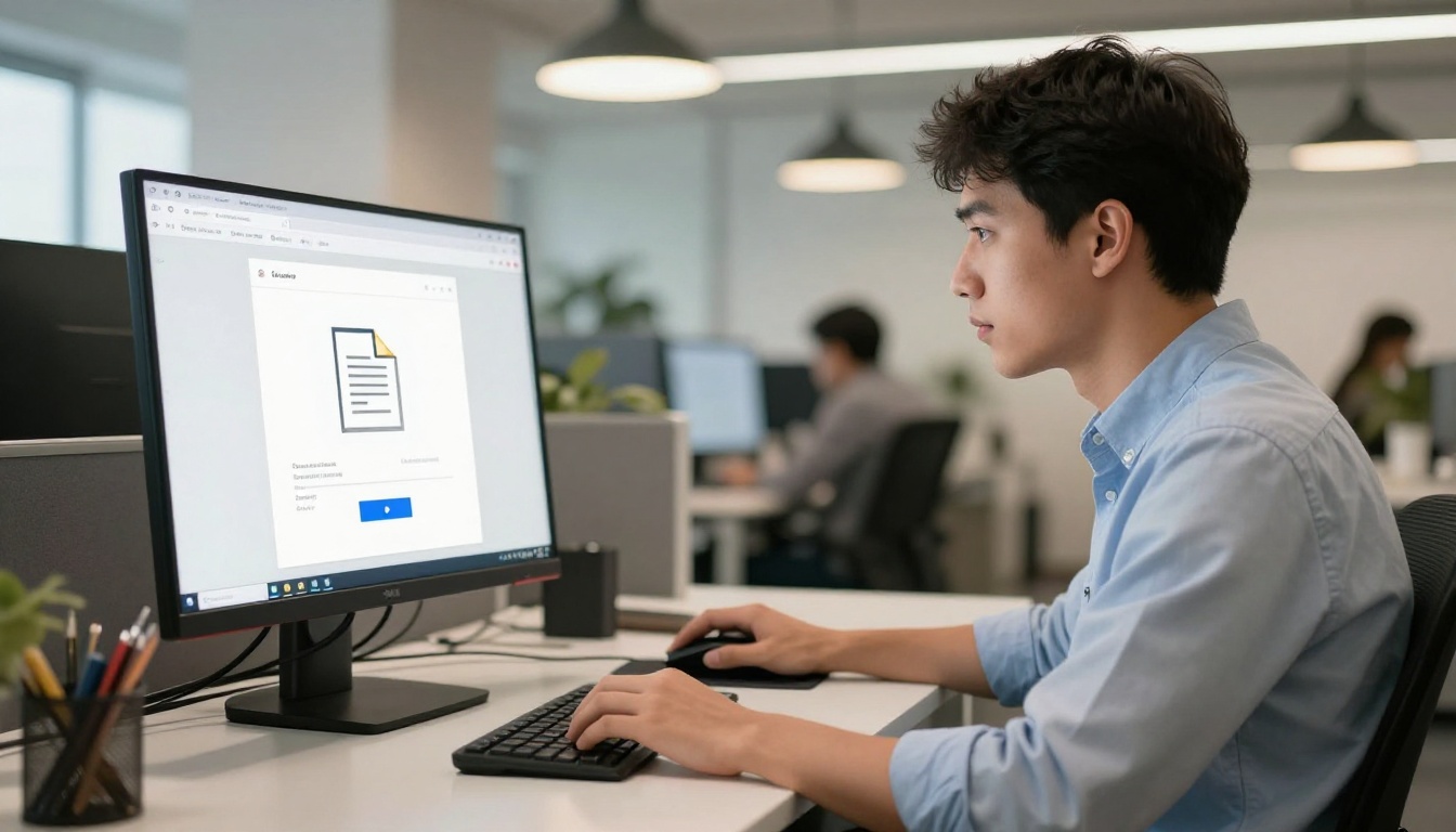 Person uploading a PDF document into a web-based flipbook tool Person uploading a PDF document into a web-based flipbook tool