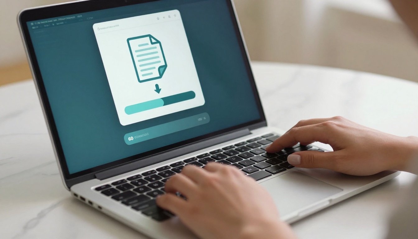 Close-up of hands uploading a PDF file to a web platform