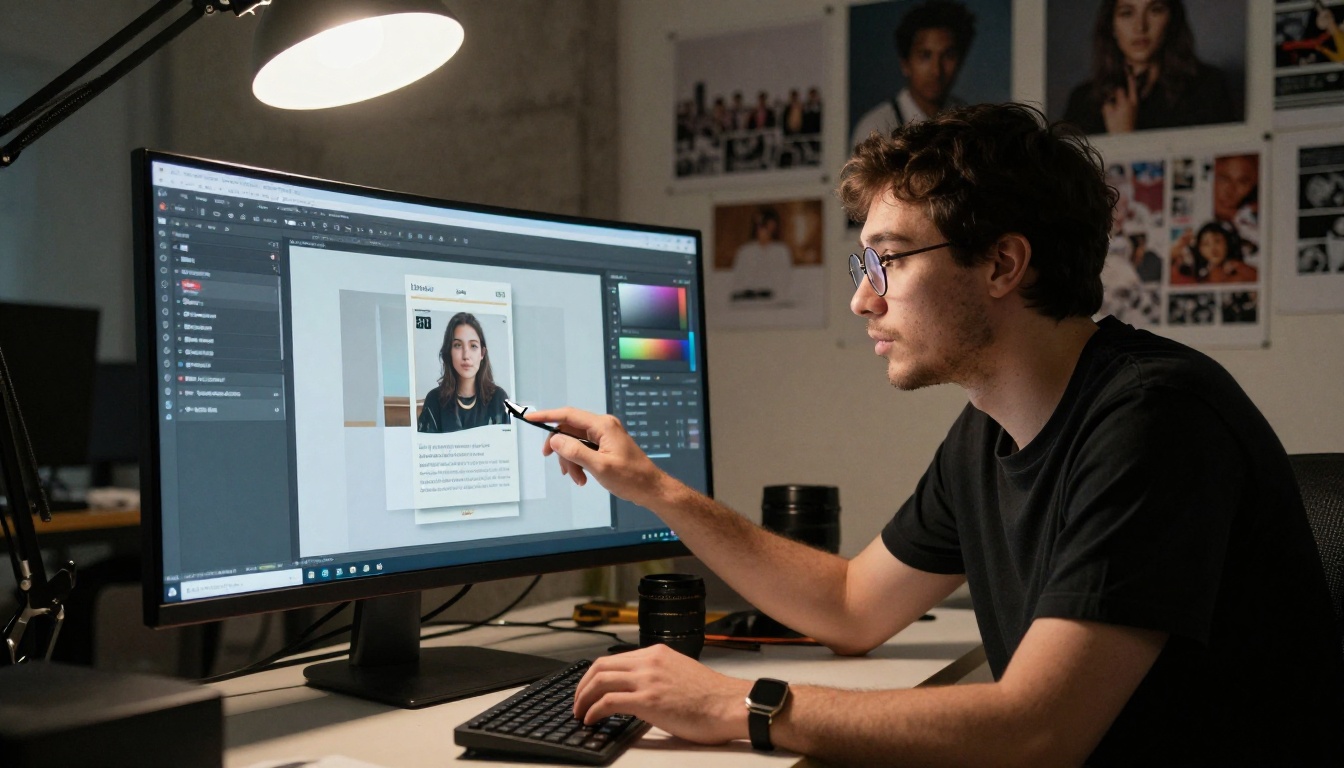 Graphic designer customizing branding and colors in a flipbook editor