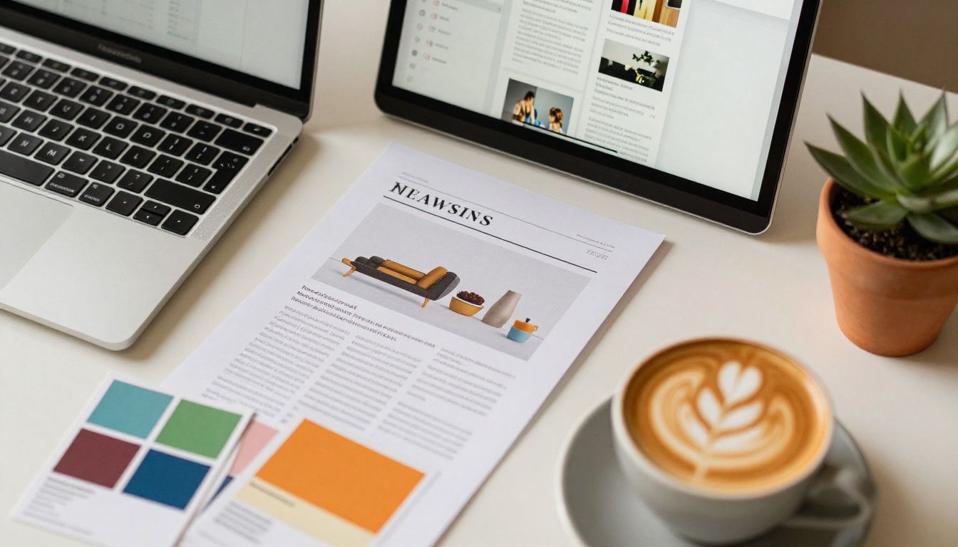 Creative workspace for designing a digital flip magazine newsletter