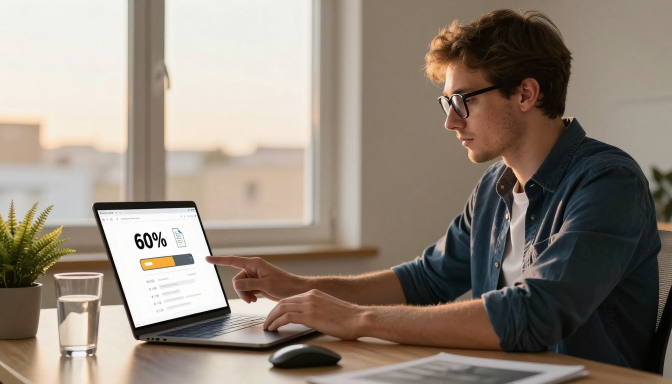 Man uploading PDF to web-based brochure platform