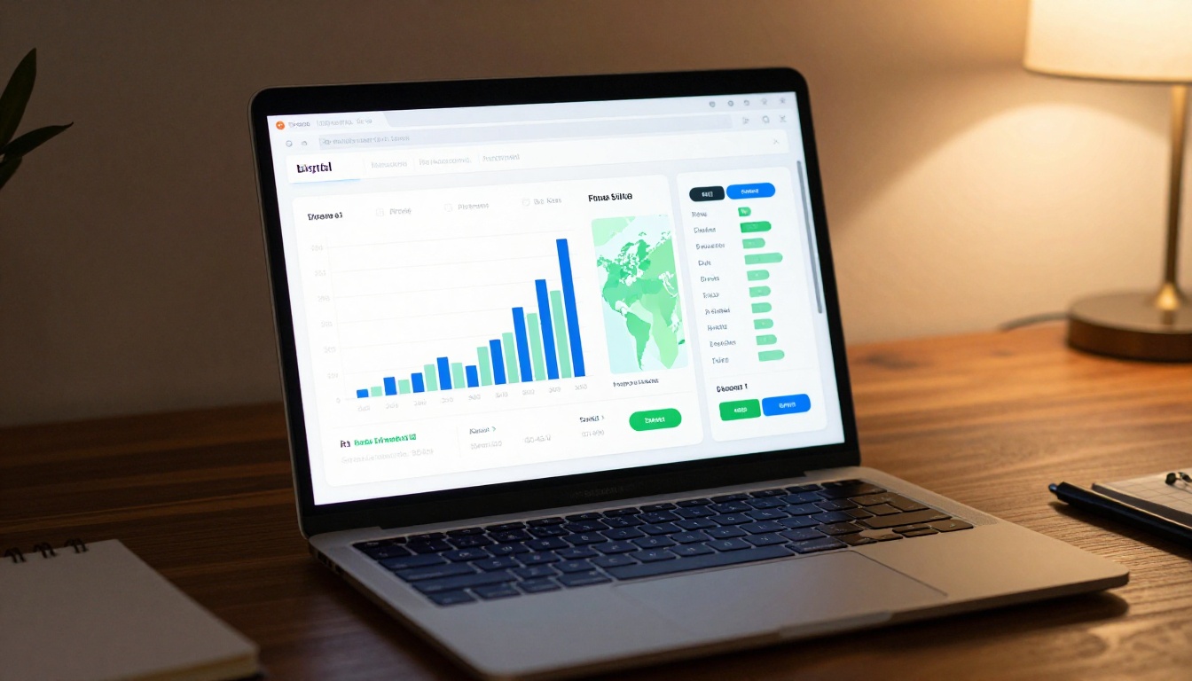 Laptop screen displaying brochure analytics dashboard