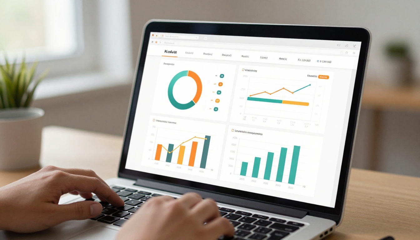 Analytics dashboard showing document activity metrics on a laptop screen Analytics dashboard showing document activity metrics on a laptop screen