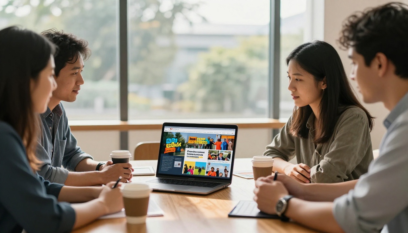 Nonprofit team reviewing a fundraising flipbook together on a laptop