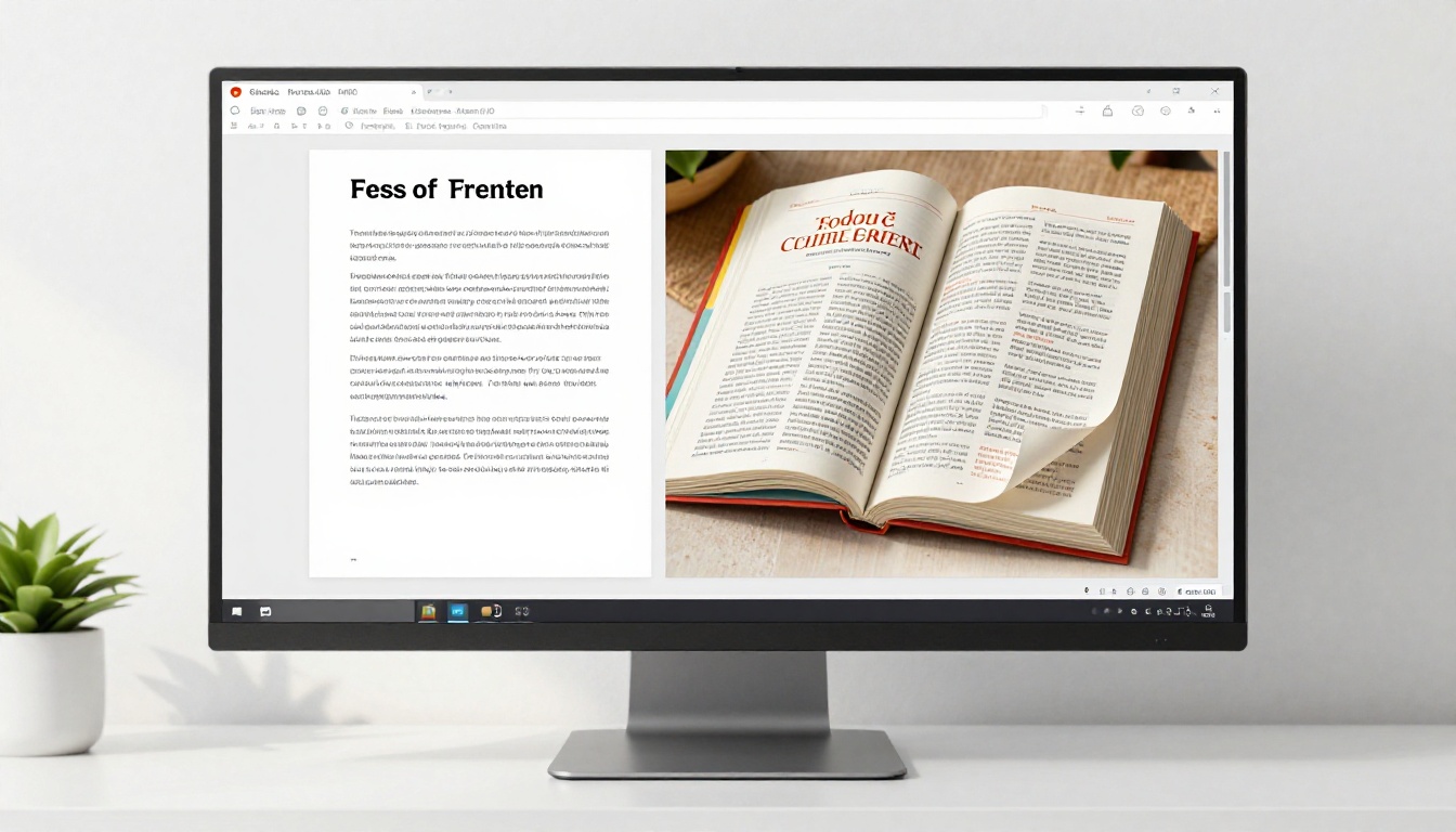 PDF vs flipbook side-by-side on a clean monitor screen