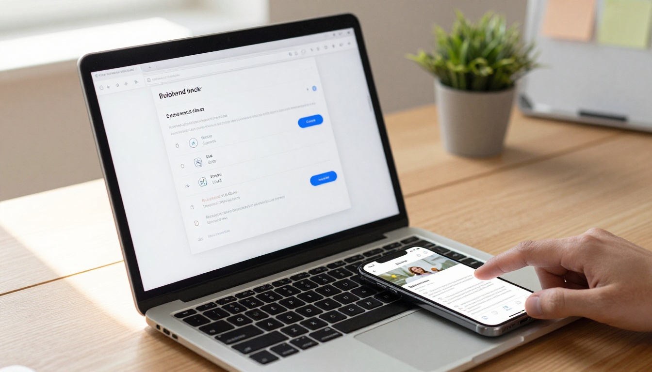 Laptop and phone showing catalog sharing interface and embed options