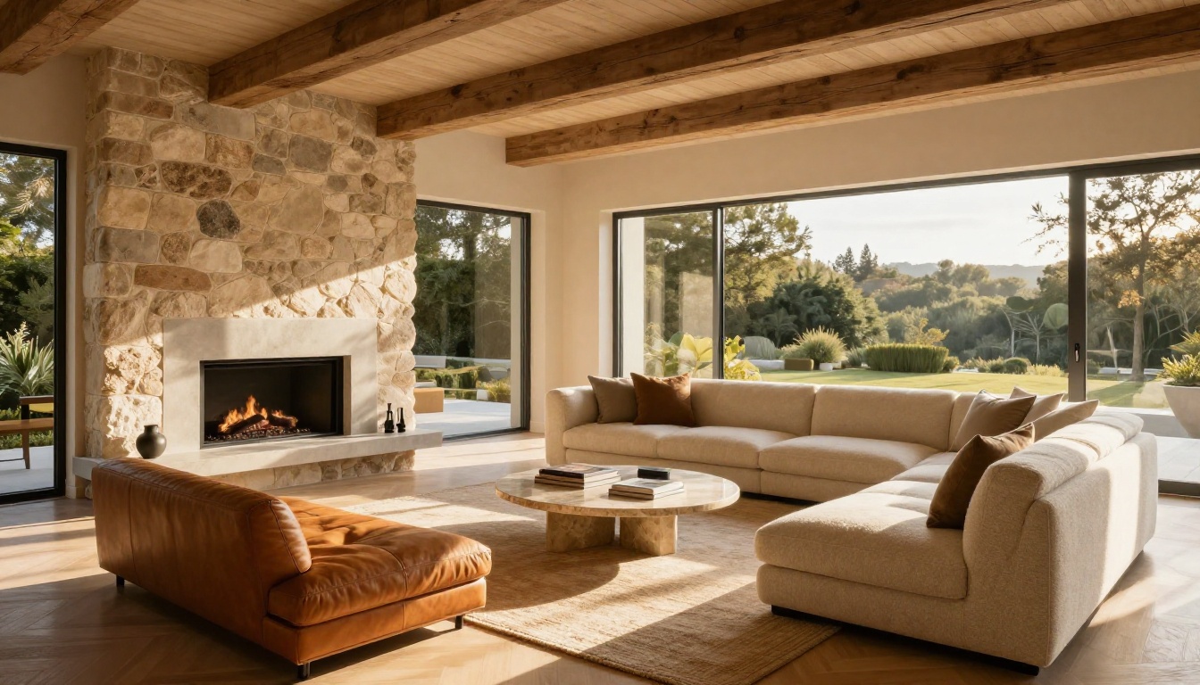 Expansive luxury living room with floor-to-ceiling windows and professional staging Expansive luxury living room with floor-to-ceiling windows and professional staging