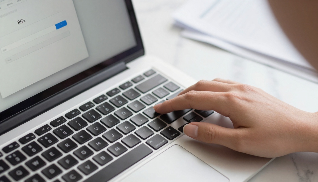Close-up of hands uploading a PDF file on a laptop Close-up of hands uploading a PDF file on a laptop