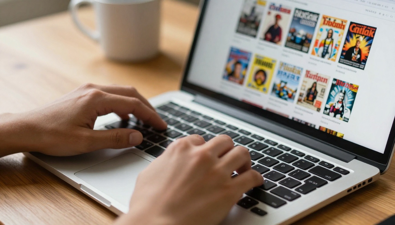 Close-up of laptop keyboard showing Instagram profile with Story Highlights row