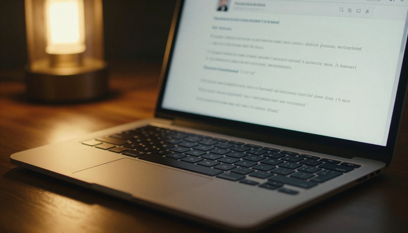 Close-up of a laptop keyboard with an email composition window in soft focus showing a flipbook link being added
