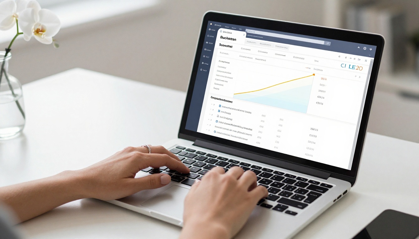 Woman's hands typing on a laptop reviewing email subscriber growth charts and campaign analytics Woman's hands typing on a laptop reviewing email subscriber growth charts and campaign analytics