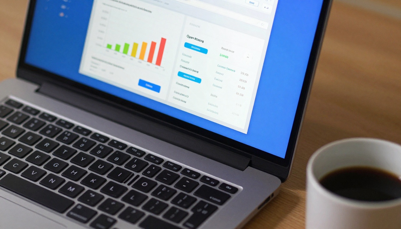 Email marketing campaign dashboard with click-through statistics on laptop screen