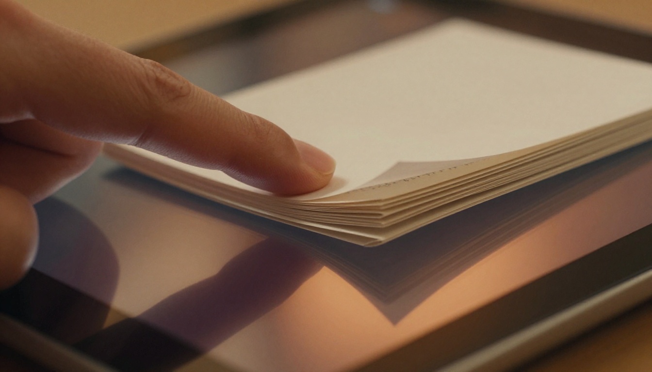 Close-up of finger turning digital page Close-up of finger turning digital page