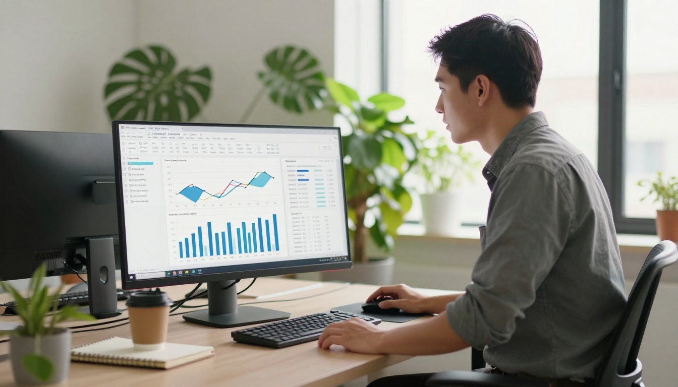 Marketing professional reviewing engagement analytics Marketing professional reviewing engagement analytics