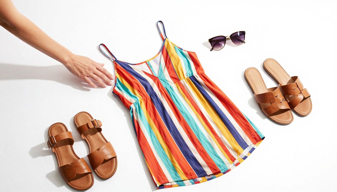 Flat lay product photography for an e-commerce fashion catalog