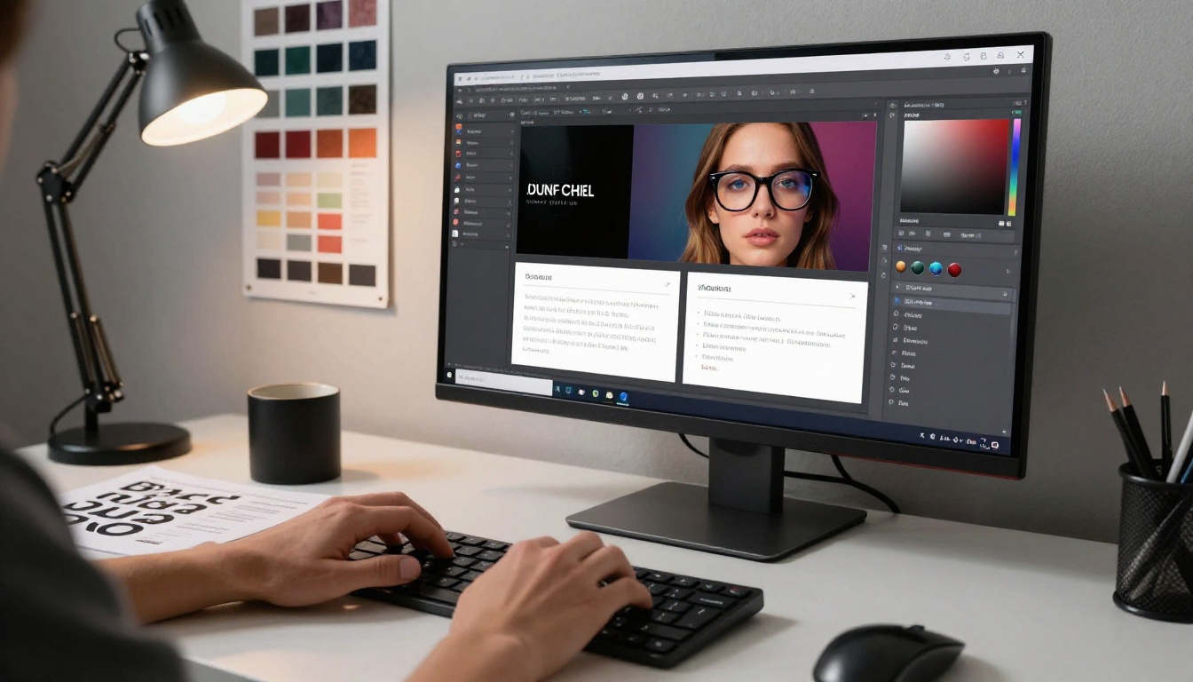 Business owner customizing brand colors and typography for a digital catalog