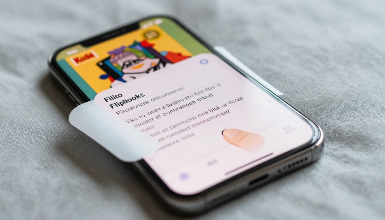 Close-up of phone screen showing flipbook link shared in a chat