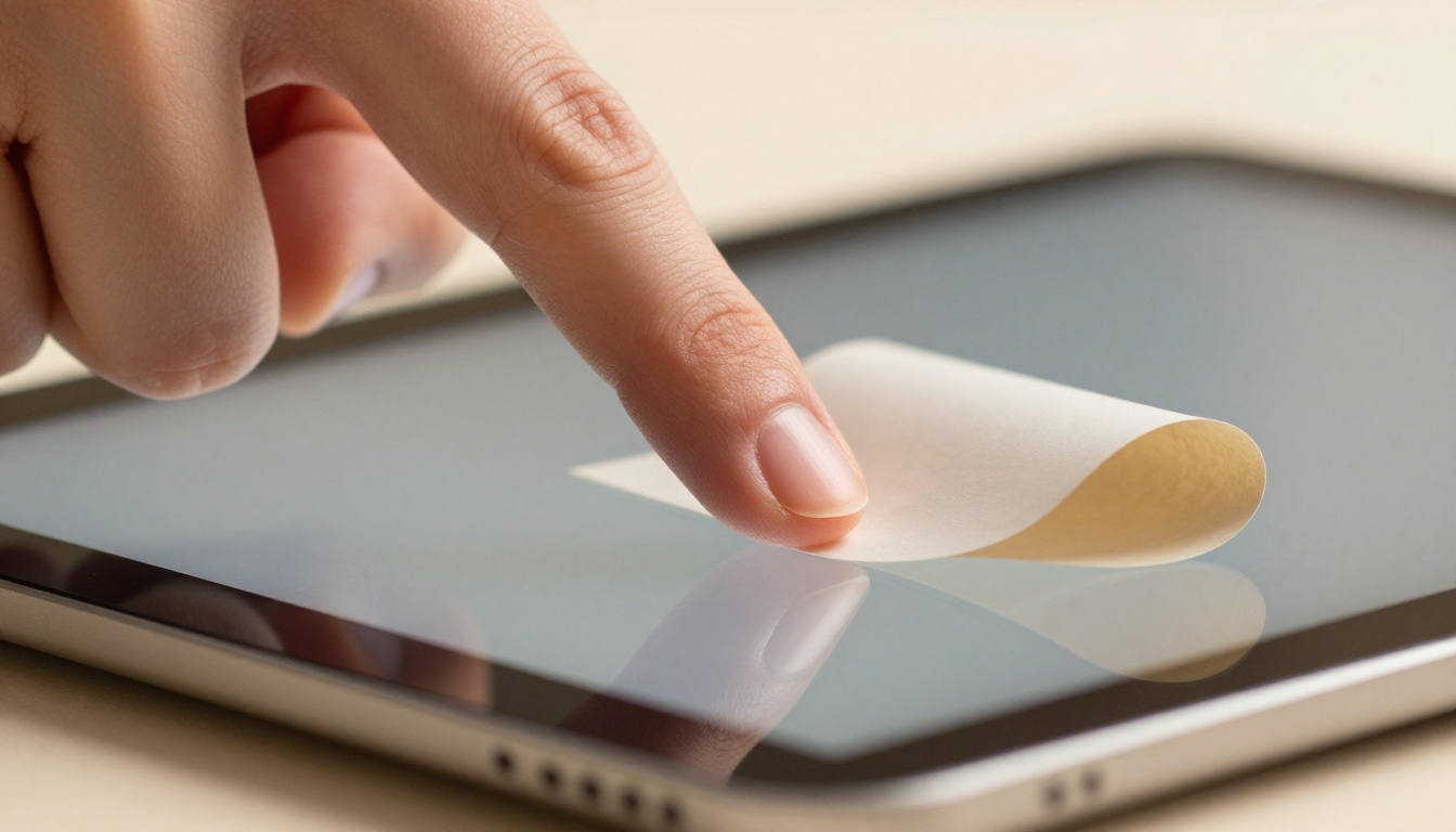 Close-up of a hand touching a digital flipbook page-turn on a tablet screen Close-up of a hand touching a digital flipbook page-turn on a tablet screen