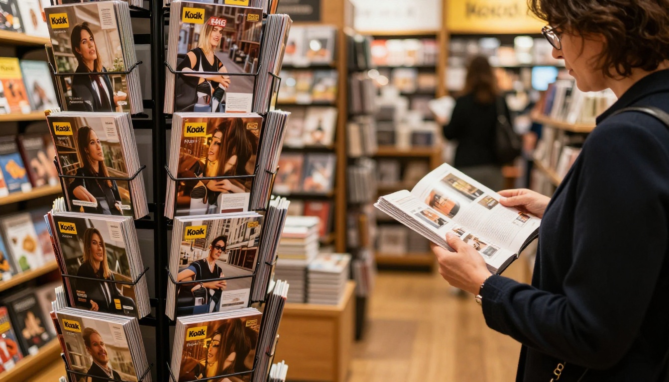 Customers browsing product catalogs in a retail environment