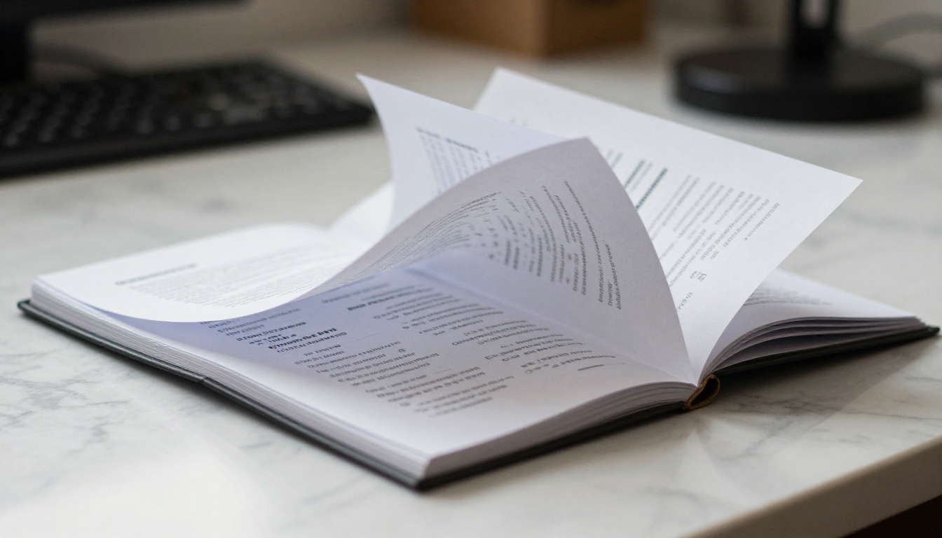 Resume pages mid-flip on a clean marble desk with warm side lighting