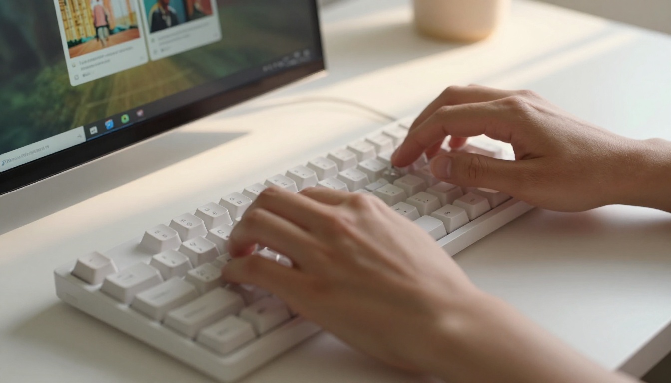 Person working on laptop with flipbook open