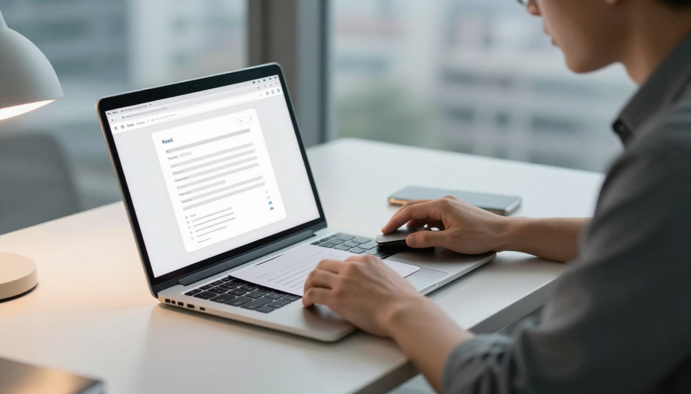 Young professional uploading a PDF file to a flipbook platform on his laptop