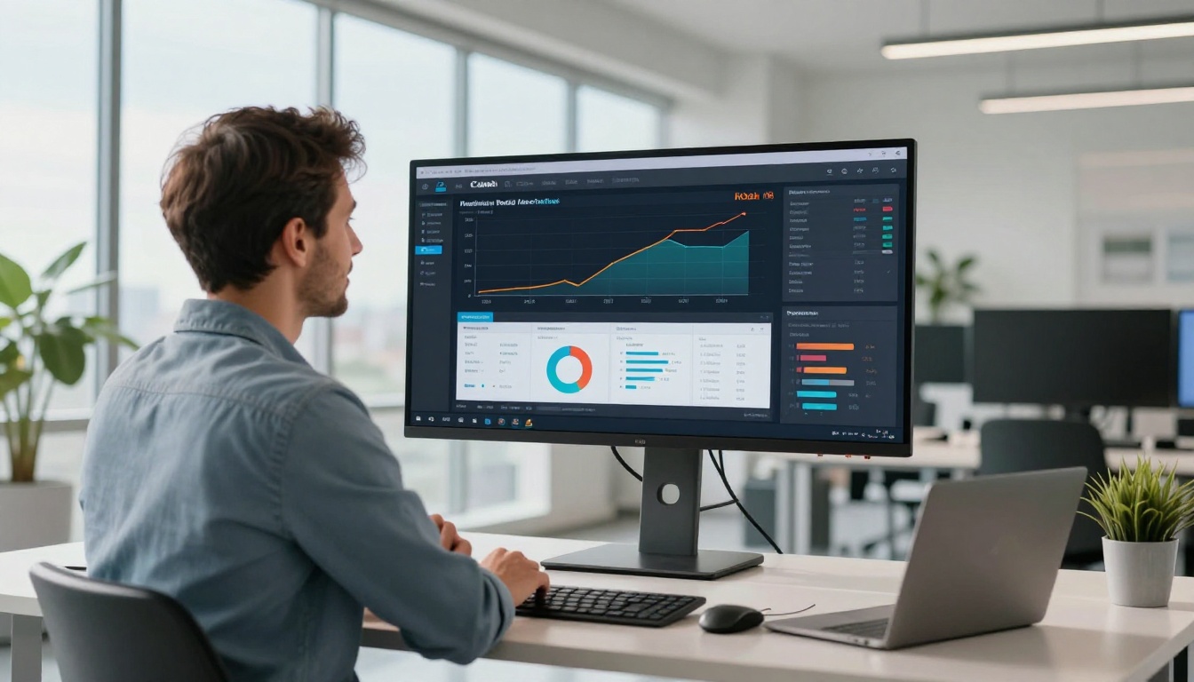 Content marketer reviewing digital magazine analytics dashboard