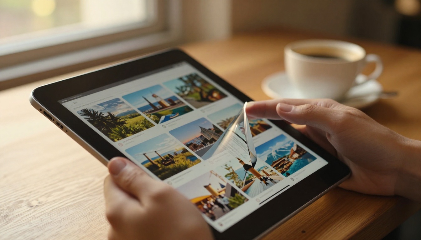 Digital flipbook displayed on tablet with page-turn animation