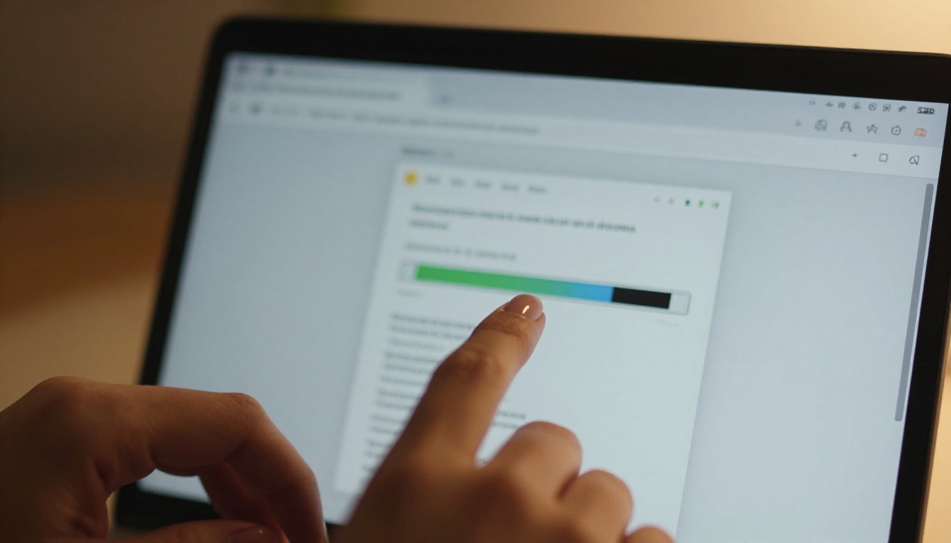 Close-up of fingers uploading a PDF file on a laptop trackpad
