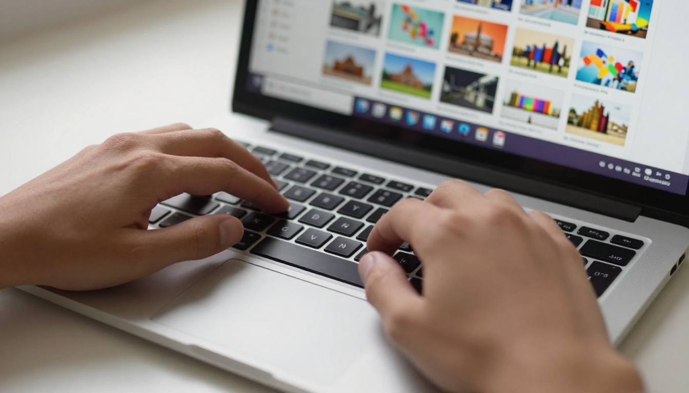 Professional woman converting a PowerPoint presentation into an interactive digital flipbook at a sunlit home office desk