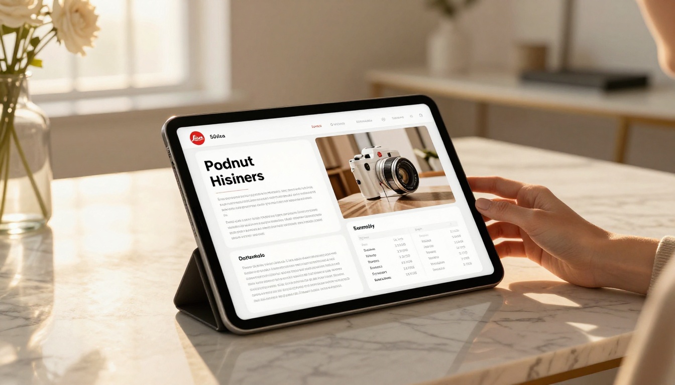 Business flipbook displayed on tablet
