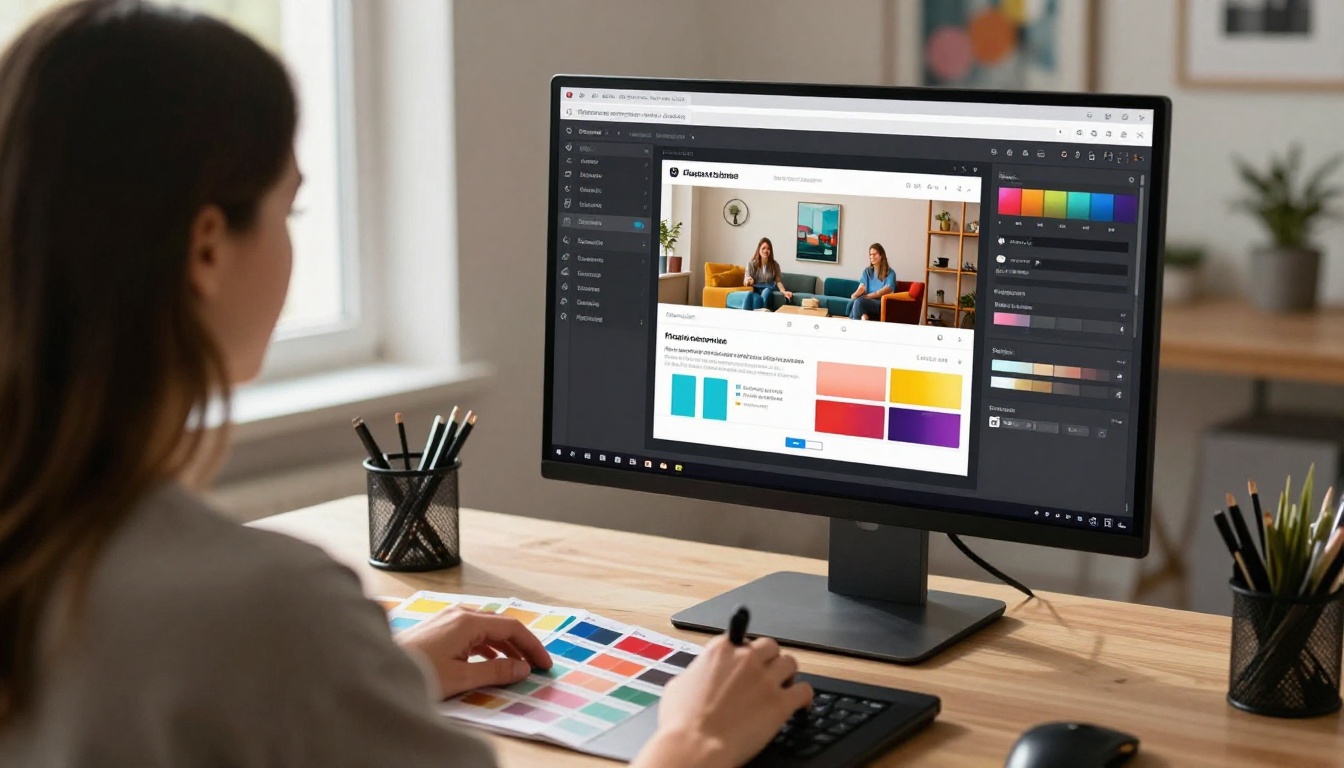 Designer customizing a flipbook on screen