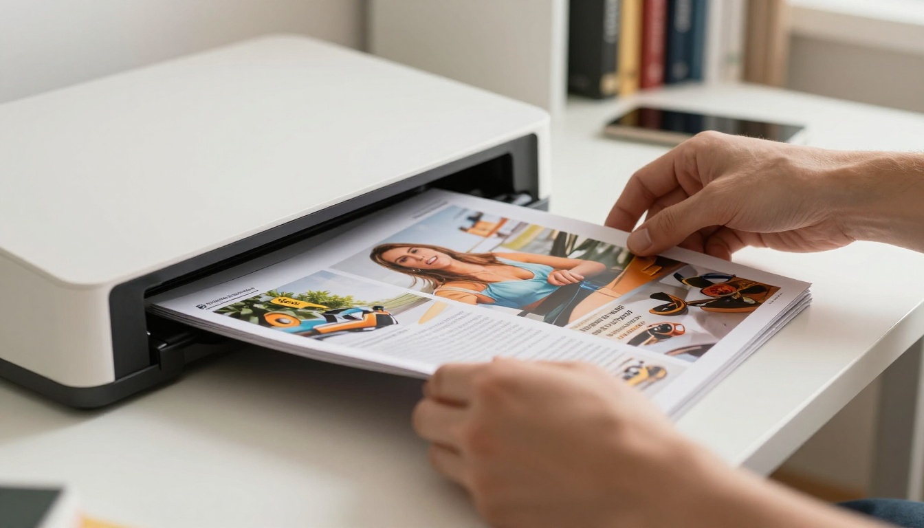 PDF document being scanned and uploaded for digital flipbook conversion
