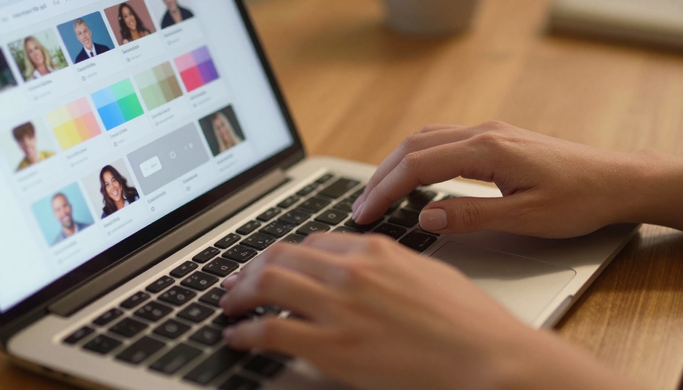 Woman customizing flipbook branding with color swatches and font selectors
