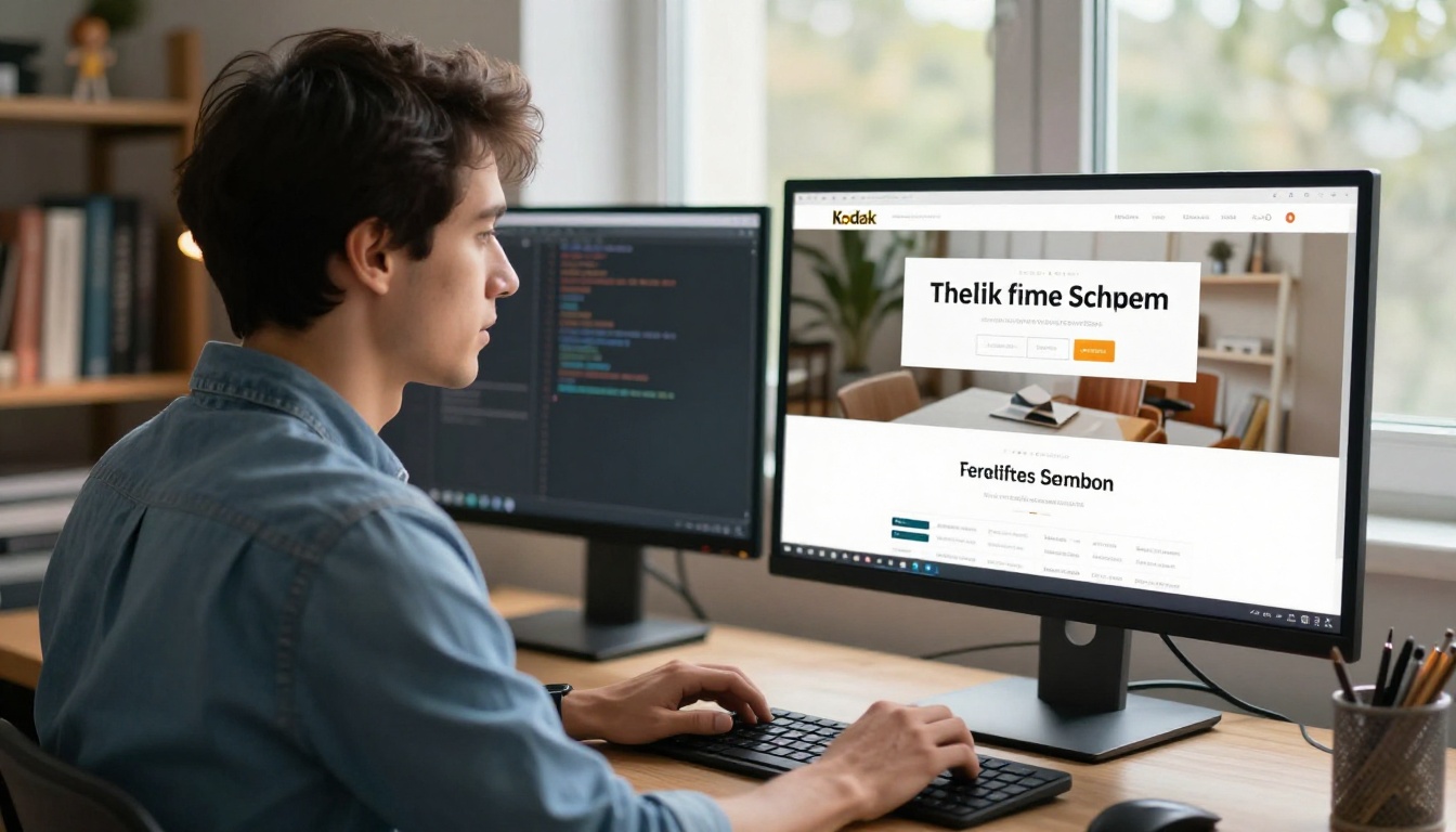 Web developer embedding a flipbook widget on a website with a live preview on a second monitor Web developer embedding a flipbook widget on a website with a live preview on a second monitor