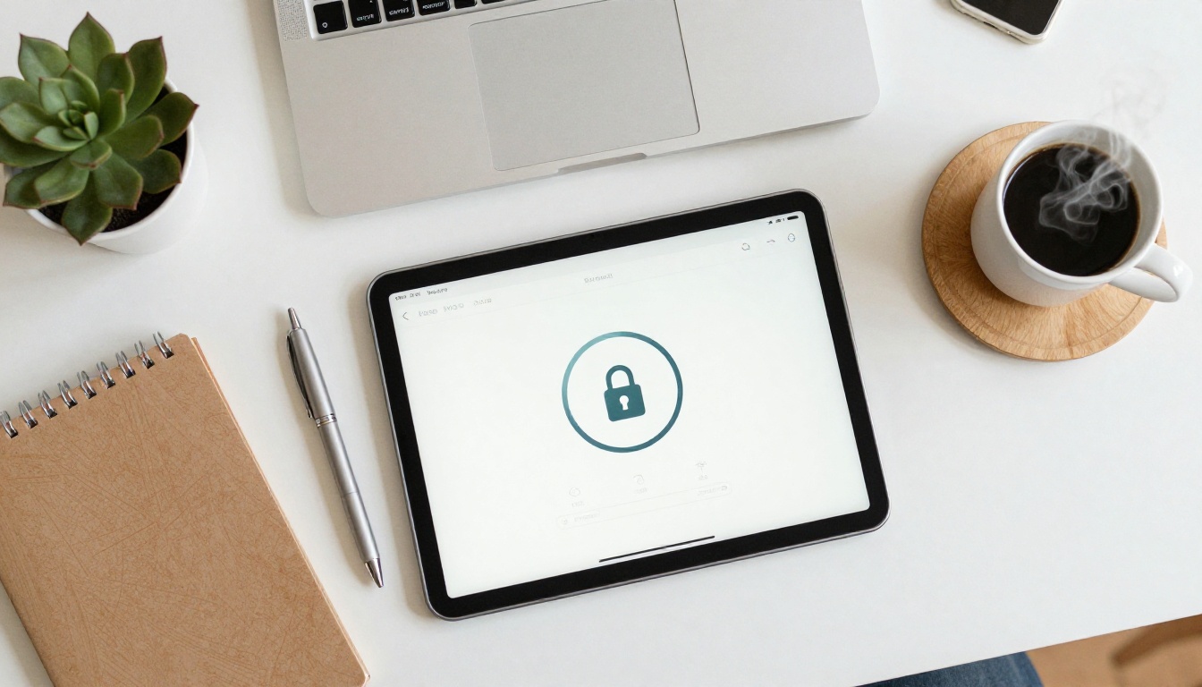 Tablet showing password protected flipbook document Tablet showing password protected flipbook document