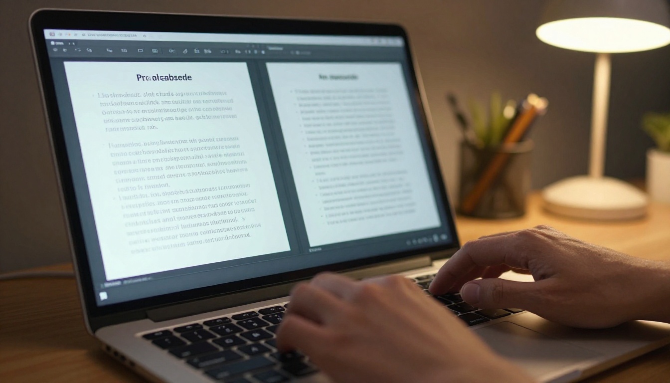 Dual monitors showing a side-by-side comparison of slide presentation versus digital flipbook
